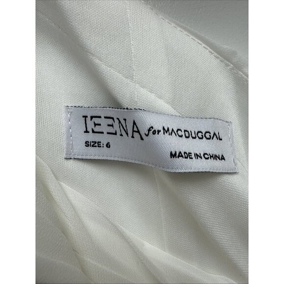 New Mac Duggal Size 6 White 11442 Feather Cuff One Shoulder Gown Dress Wedding - Picture 8 of 9